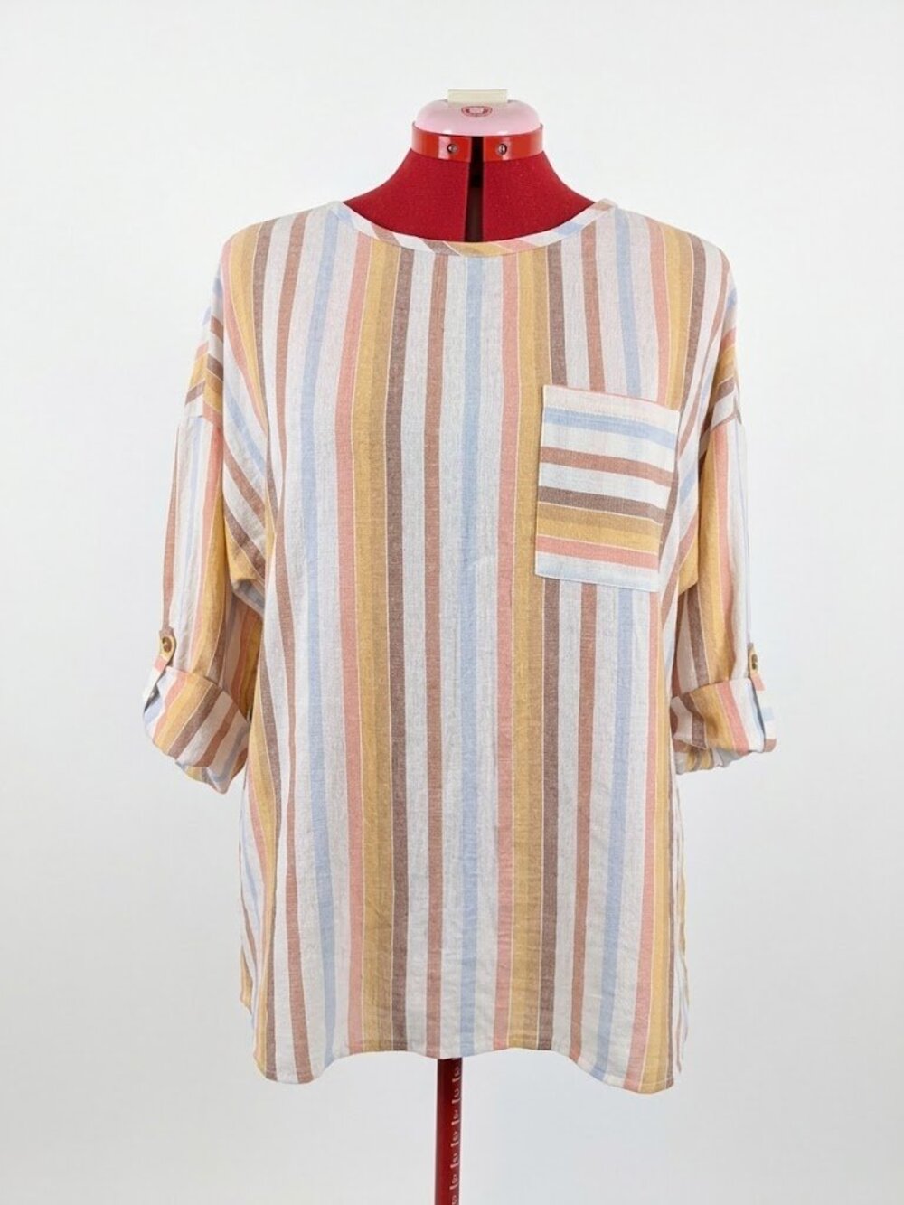 Soft Surroundings Striped Coastal Grandma Pocket Top Tunic Petite Small PS
